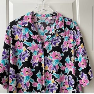 TWO PIECE Vintage Floral Shirt Skirt Set 1X